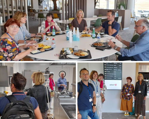 Le groupe en visite dans un restaurant géré par Elior